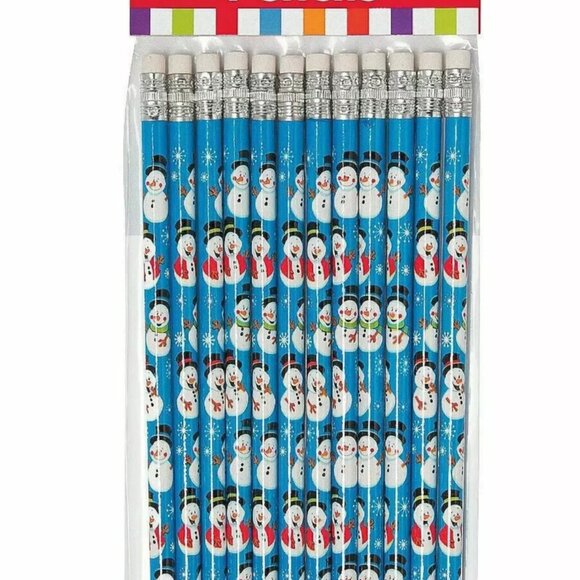 Christmas Wooden Snowman Pencils ~ 24 Pencils ~ Party Favors Treasure Box - Picture 2 of 3